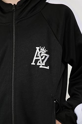 Kids Girls Boys Tracksuit Contrast Panel Fleece Hooded Top Bottom Gym Sportswear4