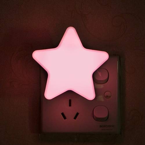 NOBRAND 4 Colors Star Auto Sensor Smart Lighting LED Night Lights Mini Veilleuse Luminaire light Children Kids Bedroom luminaria lovely (Emitting Color : Pink, Plug Type : US)