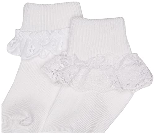 Jefferies Socks 2 Pack Eyelet Lace Trim And Lace Trim Sock - White/White2