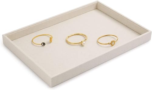 Image of Serving Empty Velvet Jewellry Drawer Organizer Stackable Tray (Beige)