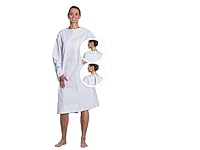 ZOLLNER Patientenhemd hinten offen - mit Langen Ärmeln und Bänderpaar im Nacken - Länge 110 cm - weiß-blau - Unisex - Mischgewebe - waschbar bis 95°C - Oeko Tex® Zertifiziert