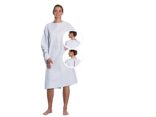 ZOLLNER Patientenhemd hinten offen - mit Langen Ärmeln und Bänderpaar im Nacken - Länge 110 cm - weiß-blau - Unisex - Mischgewebe - waschbar bis 95°C - Oeko Tex® Zertifiziert ZOLLNER Patientenhemd hinten offen - mit Langen Ärmeln und Bänderpaar im Nacken - Länge 110 cm - weiß-blau - Unisex - Mischgewebe - waschbar bis 95°C - Oeko Tex® Zertifiziert