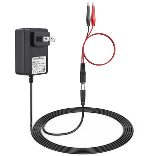 14.6V 2A LiFePO4 Battery Charger for 4S 12 Volt Rechargeable Lithium Iron Phosphate Battery Pack, with Dual Alligator Clips Connector