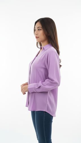 Image of Women's Button-Down Shirt, Long Sleeve, Collared Blouse, Relaxed Fit, Casual and Office Wear
