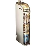 ITMEATバスルーム床収納キャビネットナロースリムオーガナイザークリア引き出し付き3 4 5段コーナー収納ユニット小さなキッチンリビングルームのトイレの隙間用 (大型4層,ホワイト)