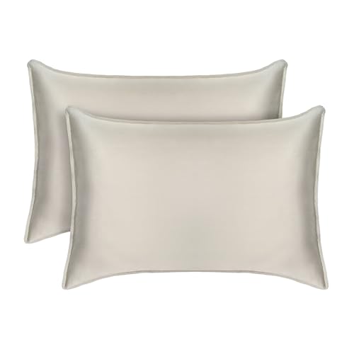 Tafts Pillow Cases Standard Size - Pure 100% Viscose Derived from Bamboo Luxuriously Soft, Silky, Cooling, Double Stitched, Envelope Closure (2 Pillowcases, Beige)