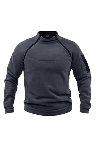 GENIUS STORE Tactical Fleece Jacket Combat Polar Thermal Fleece Outdoor Military Coat (UK, Alpha, L, Regular, Regular, SMOKED)