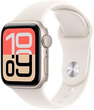 Apple Watch SE 3 GPS 40mm Smartwatch with Starlight Aluminium Case with Starlight Sport Band S/M. Fitness and Sleep Trackers, Heart Rate Monitor, Always-On Display, Water Resistant