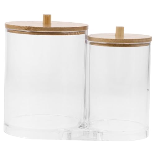 CLISPEED Caja Organizadora de Algodón y Bastoncillos Transparente con Tapa de Acrílico Apilable para Baño y Maquillaje Diseño Compacto y Duradero para Almacenamiento Doméstico
