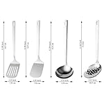 Stainless Steel Kitchen Utensils Set, 4-Piece – Slotted Turner, Solid Turner, Skimmer & Ladle – Rust-Resistant, Long Handle, Hanging Loop, Dishwasher Safe – Everyday Cooking & Serving - Image 2