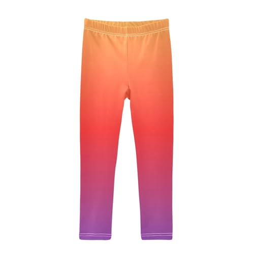 DOMIKING Orange Gradient Blue Girl's Leggings Pants Kids' Yoga Pants Stretchy Athletic Leggings Bottoms 4 Years