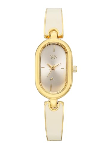 Image of Fastrack Vyb Diva with Quartz Analog Ivory Dial Gold Alloy with Enamel Fill Strap Watch for Girls - FV60117YM01W