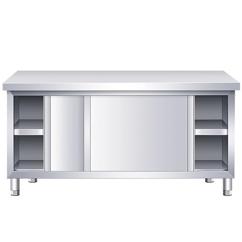 Stainless Steel Work Table with Sliding Doors