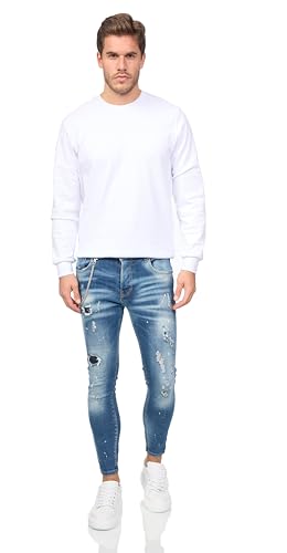DENIMHOUSE Pantalones vaqueros ajustados para hombre, muy elásticos, para el tiempo libre, pantalones vaqueros ajustados Destroyed DH-BI15, Azul 03, 36