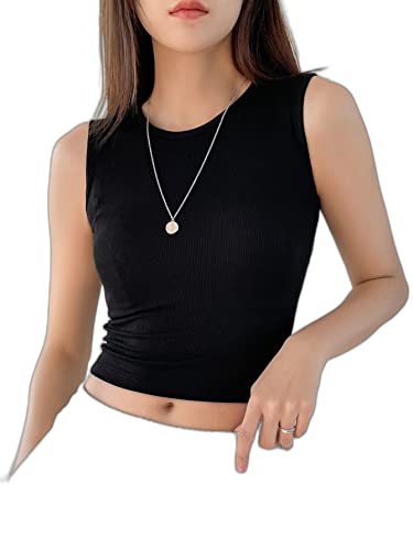 SheIn DAZY Solid Crop Tank Top, M1667338, Black, M: Buy