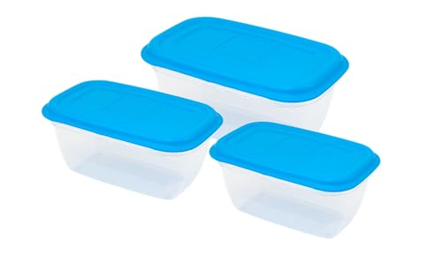 GIO'STYLE Set di 3 Contenitori Ermetici per Alimenti - 0.5L + 1L + 1.5L - Made in Italy - Rettangolari - Adatto a Frigorifero, Freezer, Microonde - Linea Ermetici