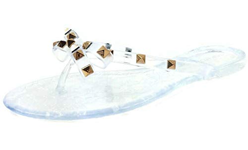 Image of TOP Moda Womens Studded Jelly Flip Flops Sandals with Bow