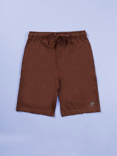 Image of KiddoPanti Boys Solid Knee-Length Basic Short | 100% Cotton Knit Fabric | Comfortable Fit with Elastic Waistband and Functional Drawcord | 2 Front Pockets Half Pant | Boys Shorts