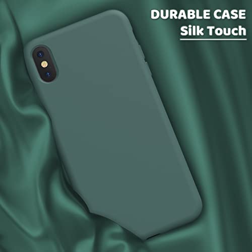 Ouxul Iphone Xs Max Case - Liquid Silicone Phone 10 Pro Max Case, Full Body Slim Soft Microfiber Lining Protective Iphone Xs Max Case For Men/Women 6.5 Inch(Forest Green) #TOP3