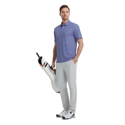 Image of M MAELREG Mens Golf Shirt Short Sleeve Dry Fit Print Moisture Wicking Performance Patterns Collared Polo Shirt