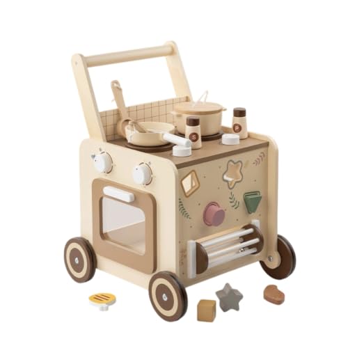 Caminador acabado crema estilo cocina con bloques, un juguete de aprendizaje exclusivo