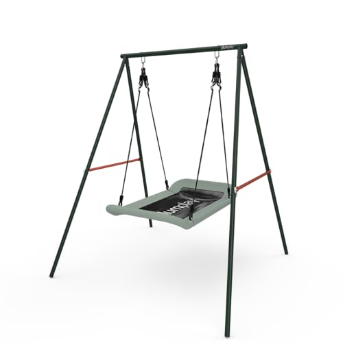 Plum Play Childrens 2 Seater Nest Swing - Robust Sturdy Metal Boat Swing Frame for up to 2 Kids - Max Weight 100kg - 3 Years Plus - With Ground Anchors Included