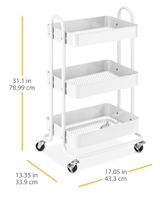 Whitmor 3-Tier Metal Cart, White-hhrYR6B0