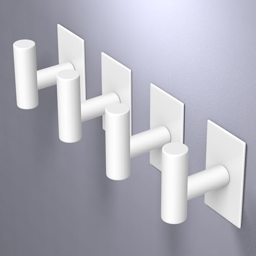 Image of VAEHOLD Wall Towel Hooks, Heavy Duty Sticky Holder Waterproof Towel Hooks for Hanging Coat, Clothes, Closet Hook Wall Mount for Kitchen (White, 6 Pack)