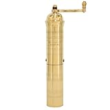 Alexander Home Original Greek Coffee Mill - 10 1/2 Inch Tall | European Manual Coffee Grinder with Crank Handle - Brass