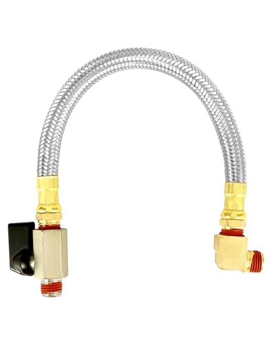 QWORK 2 Pack Extended Tank Drain Valve Assembly Kit for Air Compressor, Including 10 Inches Air Compressor Tank Drain Hose 1/4 inch NPT, 1/4" to 3/8" Brass Adapter and Thread Seal Tape