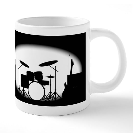 Taza mega rock banda 20 oz cerámica blanca miniatura 1
