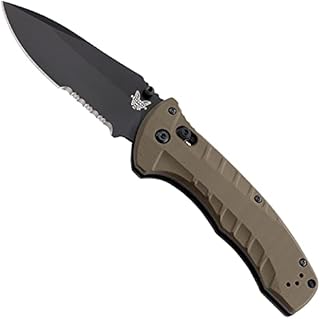 Benchmade - Turret 980, EDC Folding Knife, Drop-Point Blade, Manual Open, Axis Locking Mechanism, Made in USA, Coated, Serrated, 980SBK Turret