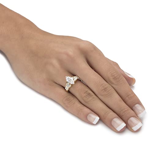 PalmBeach Yellow Gold-plated Sterling Silver Marquise Cut Cubic Zirconia Engagement Ring Sizes 6-103