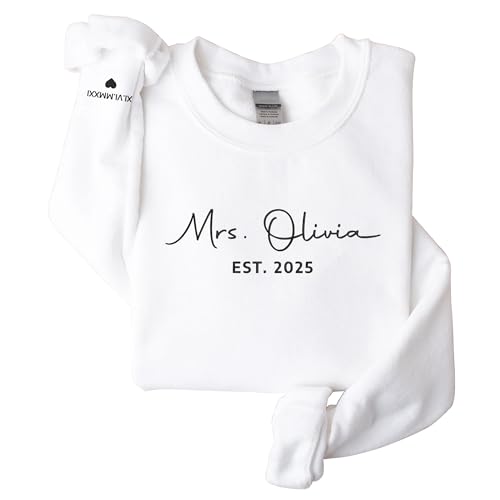 GODMERCH Custom Embroidered Mrs Sweatshirt - Future Mrs Hoodie, Bride Sweatshirts, Gifts for Her Wedding Bride to Be Engagement Bridal Shower Bachelorette Party