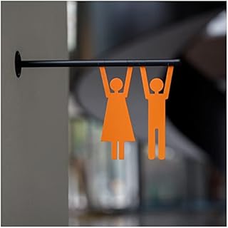 Stainless Steel Signboard Public Toilet Side Hanging Doorplate, 29.6x19.7cm Color Signboard Outdoor Indoor Guide Signboard Wall Men's and Women's Logo Restroom Signboard (Color : 29.6x19.7cm, Size :