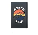 Disc Golf Hyzer Flip Retro Sunset Frolf Player Hardcover Journal, Black