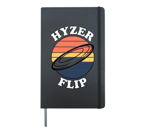 Disc Golf Hyzer Flip Retro Sunset Frolf Player Hardcover Journal, Black