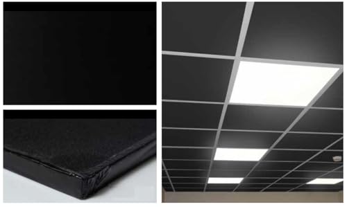 Akifix ITP SG09005.00.H Panneaux de contre-plafond en plâtre noir avec revêtement en PVC lavable, Star Gyps Black 60 x 60 x 9/2,88 m² (8 pièces) épaisseur 9 mm bord Lay-on