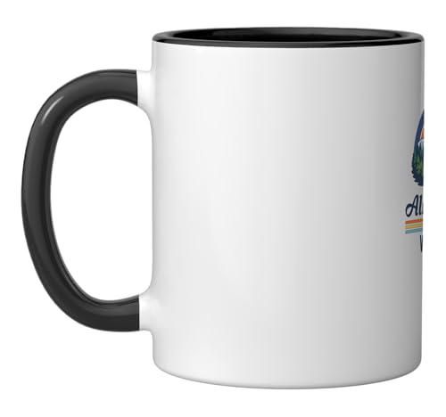 Almost Heaven West Virginia Scenic Mountain Retro Ceramic Mug, Black/White