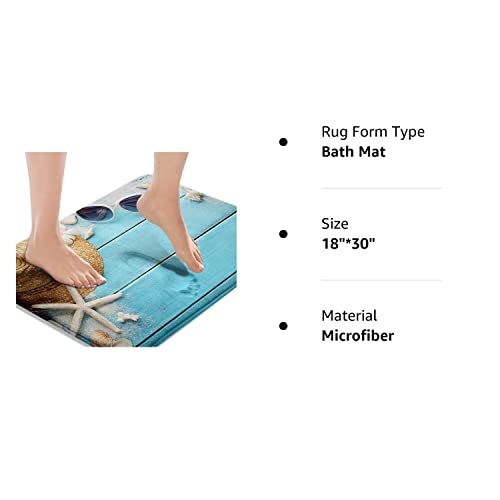 Britimes Bath Mats For Bathroom, Bathroom Mats Rugs No Silp,Sea Blue Beach Starfish Washable Cover Floor Rug Carpets Floor Mat Bathroom Decorations 18X30 Inches For Kitchen Bedroom Indoor #TOP5