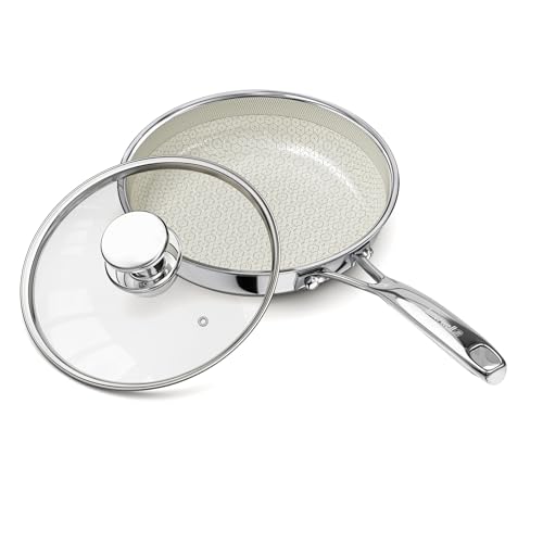 Image of Innerwell 8 Inch Ceramic Hybrid Non Stick Frying Pans with Lid