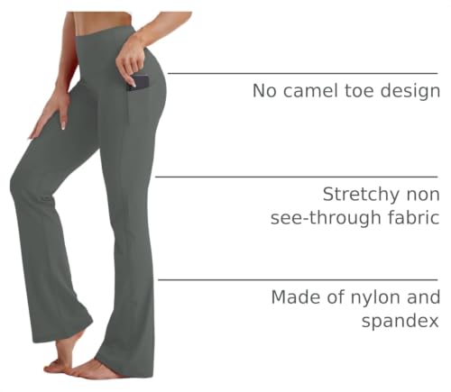 Image of BUBBLELIME 29 inch /31 inch /33 inch /35 inch /37 inch 3 Styles Women's High Waist Bootcut Yoga Pants Basic /Side Pockets Tummy Control Workout Flared