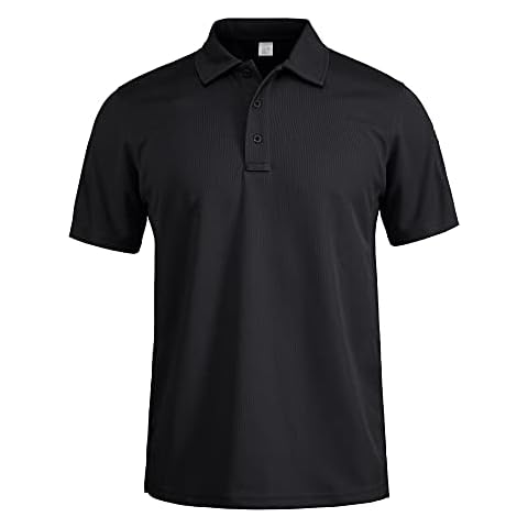 HOPATISEN Mens Polo Shirts Quick Dry Golf Polo Shirts Short Sleeves Tee for Men Breathable Outdoor Polo Top Black Cover