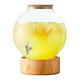 Zedfire 5 Gallon Glass Beverage Dispenser with Spigot, Cork Lid, Wood Base – For Events & Commercial Use