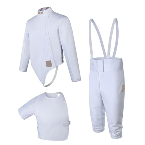 WANGCEPLSD Esgrima Traje Uniforme 450N, Unisex, Confeccionado en Tejido de Seda de Hielo Resistente, para Diestros, para Florete, Espada y Sable(#50)