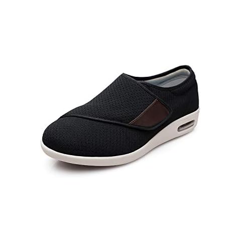 Plantar Fasciitis Shoes for Men and Women, Wide Fit Walking Shoes for Diabetics, Orthopedic and Swollen Feet Support, Lightweight, Comfortable and Breathable (Unisex) (Black) (Size 7.5) - SHOEIC Cover