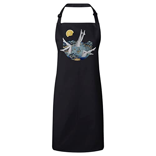 Tablier cuisine Hokusai en estampe japonaise haut de gamme collage surréaliste sirène