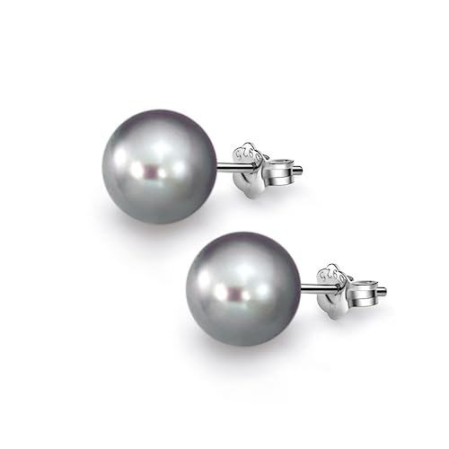 Image of HIGHSPARK 925 Silver Classic Pearl Earrings for Women | 92.5 Sterling Silver & Brilliant Lustre Pearls | Lovely Gift for Women