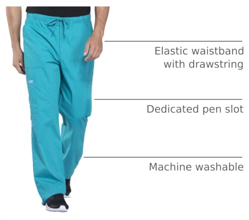 Image of Cherokee WW Professionals Scrubs for Men Tapered Leg Mens Cargo Scrub Pants | Comfortable Poplin Fabric, 2-Way Stretch, Zip Fly, Drawstring, Easy Care, For Active Shifts, Made for Nursing Professionals