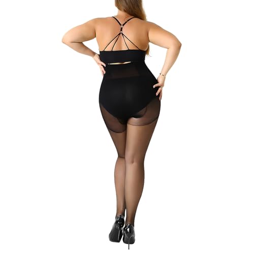 MANZI Women's 2 Pairs Plus Size Control Top Tights Ultra-Soft Panty Hose